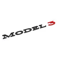 Tesla Model 3 emblem blansvart röd